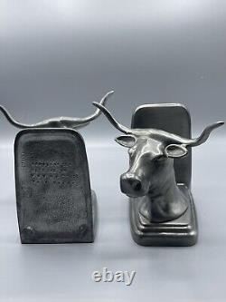 Vintage Art Deco Frankart SARSAPARILLA Bookends Bulls Horns Solid 1991 EUC