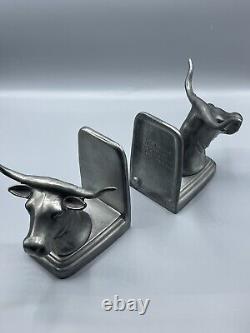 Vintage Art Deco Frankart SARSAPARILLA Bookends Bulls Horns Solid 1991 EUC