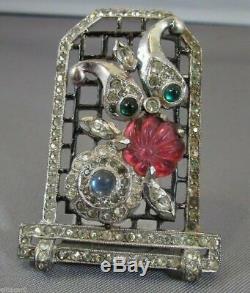 Vintage Art Deco Jewelry Fur Clip Figural Cat Brooch Pin 1930's Rare