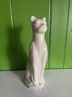 Vintage Art Deco Modern white Ceramic Cat Statue Figurine 16 TALL
