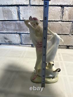 Vintage Art Deco Royal Doulton Porcelain Dancer Harriet & Siamese Cat Figurine