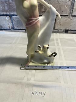 Vintage Art Deco Royal Doulton Porcelain Dancer Harriet & Siamese Cat Figurine
