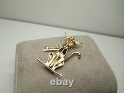 Vintage Art Deco Siamese/Sphnyx Cat Brooch / Pin 14K Gold Ruby Eyes Engel Bros