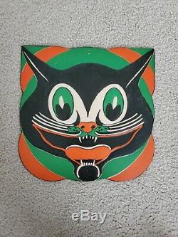 Vintage Beistle Halloween Diecut Art Deco Cat Face Early 1930s Amazing Colors