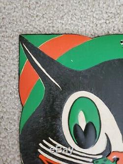 Vintage Beistle Halloween Diecut Art Deco Cat Face Early 1930s Amazing Colors