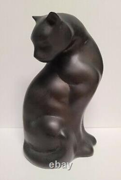 Vintage Brass Baron Art Deco Cat Statue Sculpture 7 Tall
