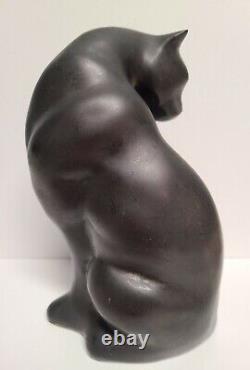 Vintage Brass Baron Art Deco Cat Statue Sculpture 7 Tall
