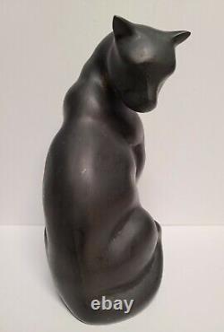 Vintage Brass Baron Art Deco Cat Statue Sculpture 7 Tall
