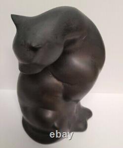 Vintage Brass Baron Art Deco Cat Statue Sculpture 7 Tall