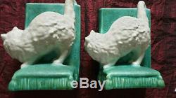 Vintage Bretby Pottery Art Deco Cat bookends. Design 2957. VGC