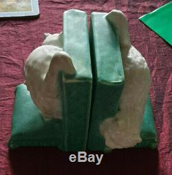 Vintage Bretby Pottery Art Deco Cat bookends. Design 2957. VGC