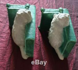 Vintage Bretby Pottery Art Deco Cat bookends. Design 2957. VGC