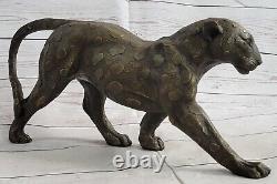 Vintage Bronze Art Deco Cat Sculptures on Plinth after Rembrandt Bugatti Figure