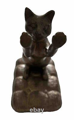 Vintage Bronze Cat Bookends Set of 2 Weighted Statues Pair Art Deco Figures