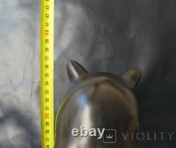 Vintage Bronze Cat Sculpture Marble Statue Face Figurine Art Rare Old 20th