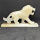 Vintage Carved Marbled Onyx Lion Big Cat Statue Figurine Carving