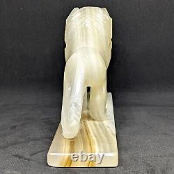 Vintage Carved Marbled Onyx Lion Big Cat Statue Figurine Carving