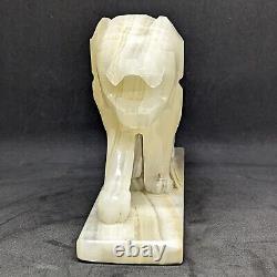 Vintage Carved Marbled Onyx Lion Big Cat Statue Figurine Carving