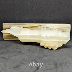 Vintage Carved Marbled Onyx Lion Big Cat Statue Figurine Carving