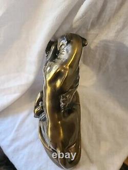 Vintage Cast Metal Sculpture Bookends, Big Cats Panther by Kronheim & Oldenbusch