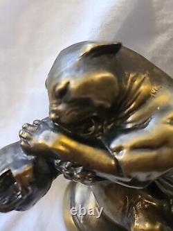 Vintage Cast Metal Sculpture Bookends, Big Cats Panther by Kronheim & Oldenbusch