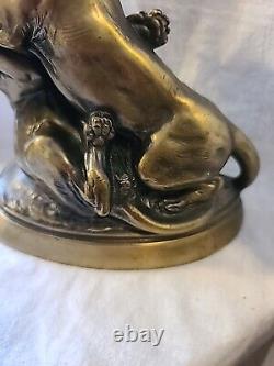 Vintage Cast Metal Sculpture Bookends, Big Cats Panther by Kronheim & Oldenbusch