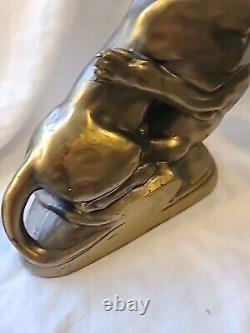 Vintage Cast Metal Sculpture Bookends, Big Cats Panther by Kronheim & Oldenbusch