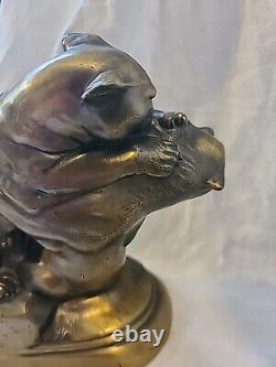 Vintage Cast Metal Sculpture Bookends, Big Cats Panther by Kronheim & Oldenbusch