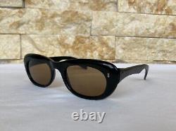 Vintage Cat Eye Art Deco Sunglasses Made In France Ladies Black Brown Nos Unused