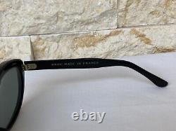 Vintage Cat Eye Art Deco Sunglasses Made In France Paris Ladies Black Green Nos