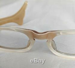 Vintage Cat Eye Eyeglass Frames Swank Cream France 1950s Eyeglasses Small Short