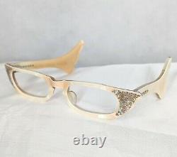 Vintage Cat Eye Eyeglass Half Frames Swank Cream France 1950s Eyeglasses Winged