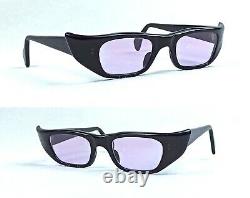 Vintage Cat Eye Sunglasses Art Deco Black Purple 1950's Medium Ladies Mint Nos