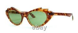 Vintage Cat Eye Sunglasses Art Deco Italy Made Tortoise Green 1950's Ladies Mint