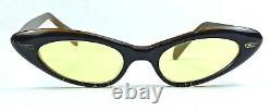 Vintage Cat Eye Sunglasses Art Deco Italy Small Multi Color Olive Acetate Thick