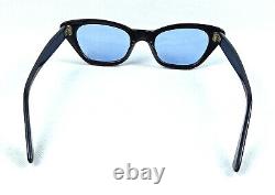 Vintage Cat Eye Sunglasses Baruffaldi Mint Black Rhinestones Decorative 1950's