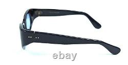 Vintage Cat Eye Sunglasses Black Frame Blue Lenses Thick Sturdy Frame Acetate