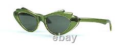 Vintage Cat Eye Sunglasses France Made MID Century 1950's Ladies Green Medium