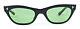 Vintage Cat Eye Sunglasses Italy Made Art Deco 1950's Black Frame Green Lenses