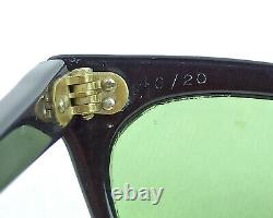 Vintage Cat Eye Sunglasses Italy Made Art Deco 1950's Black Frame Green Lenses