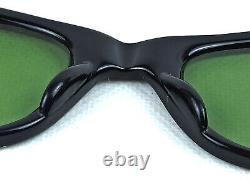 Vintage Cat Eye Sunglasses Italy Made Art Deco 1950's Black Frame Green Lenses