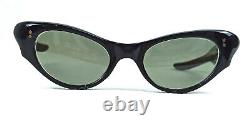 Vintage Cat Eye Sunglasses Small L&s Ladies Unused Black 1950's Mint Gray Lenses