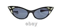 Vintage Cat Eye Sunglasses White Artistic Rare France 1950's MID Century Ladies