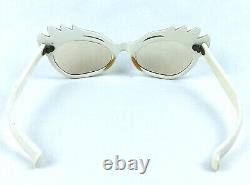 Vintage Cat Eye Sunglasses White Artistic Rare France 1950's MID Century Ladies