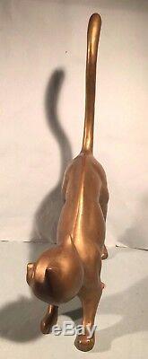 Vintage Cat Sculpture Brass Statue Figurine 1960s Towle Lifesize! Art Deco