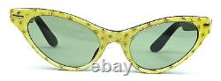 Vintage Cateye Sunglasses France New Unused Yellow Parties Stars New 1950's Nos