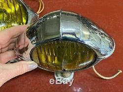 Vintage Cats Eye Fog Light Pair B-l-c 4-1/2 Model 2020a Art Deco Chevy Bomb