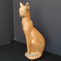 Vintage Ceramic Siamese Cat Figurine MCM DECO 14 Brown with Turquoise Eyes