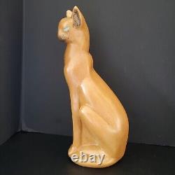 Vintage Ceramic Siamese Cat Figurine MCM DECO 14 Brown with Turquoise Eyes