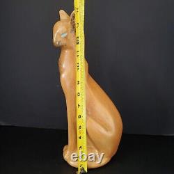 Vintage Ceramic Siamese Cat Figurine MCM DECO 14 Brown with Turquoise Eyes